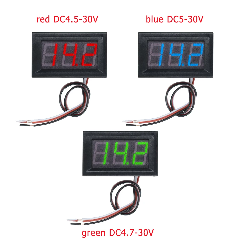 0.56 "digital LED display 3 digit DC 4.5V-30V voltmeter tester tiga kabel dengan shell voltage surface plate voltage tester