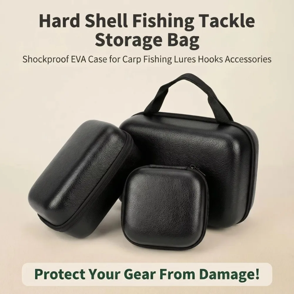 EVA Spinning Reel Case Shockproof PU Leather Fishing Reel Cover Portable Waterproof Fishing Tackle Storage Case