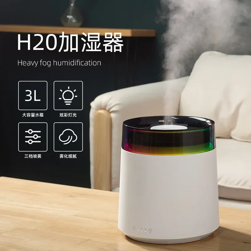 3L Large Capacity Desktop Humidifier for Bedroom Home Air Moisturizer with Colorful LED Night Light Intelligent Atomizer Mist
