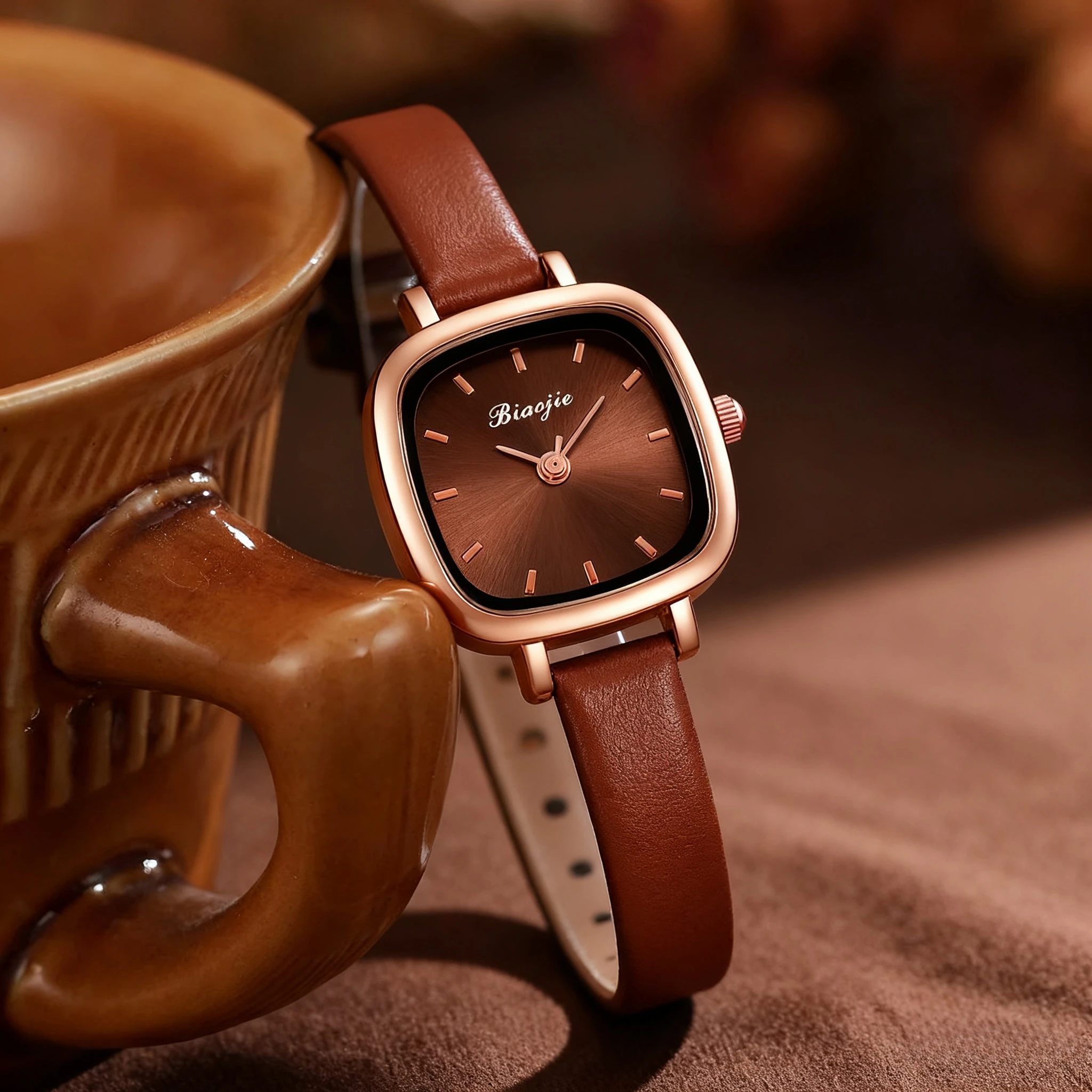 Fashion Square Dial Women Watches Ultra-thin Leather Strap Ladies Quartz Wristwatch Reloj Mujer Girls Clock Gift (Without Box)