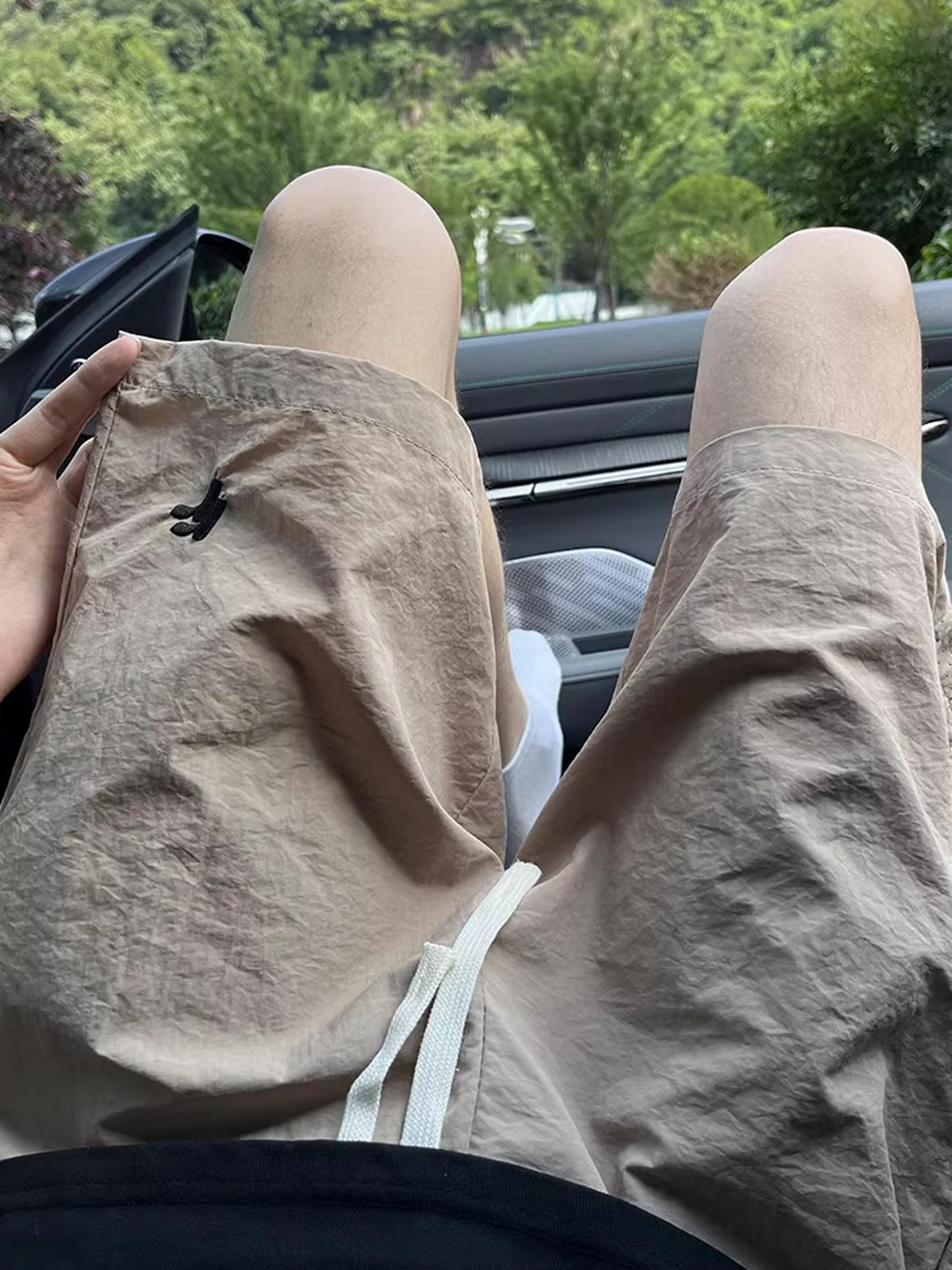 

American Sle Embroidered Ice Silk orts Men's Summer Trendy Qui Dry Sports Five-Quarter Pants Cool Casual Beach Mid-Pants