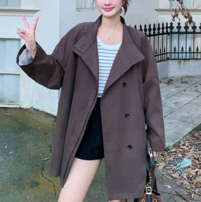 SuperAen Women's Top Korean Spring and Autumn Blazer Black OL Jacket Coat