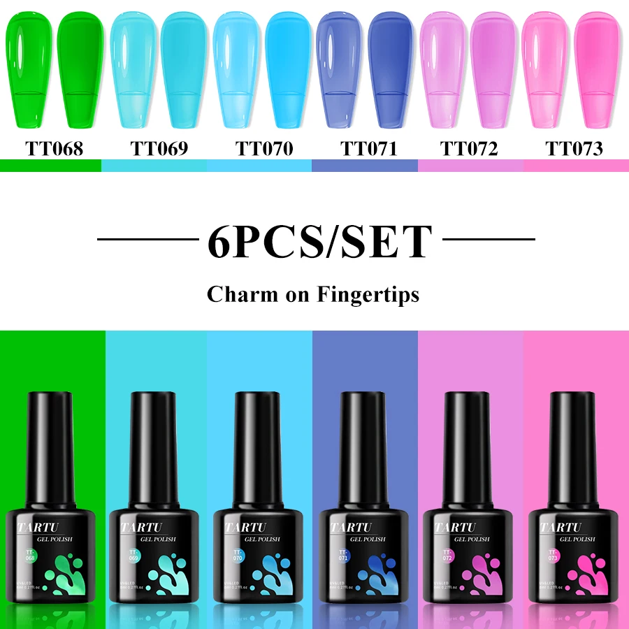 

6pcs Gel Nail Polish Set,Red Pink white black Purple 6 Colors Semi-permanent Gel Polish Kit, Soak Off Uv/Led,Nail Art Manicure