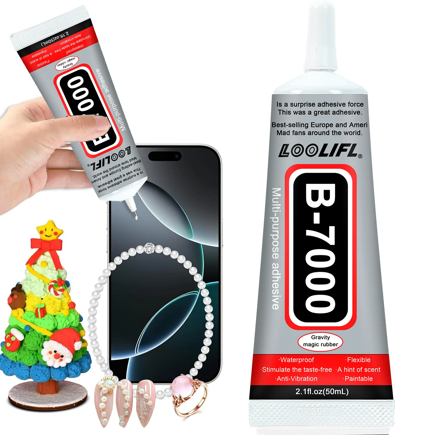 

LOOLIFL 50ml B7000 Glue Mobile Phone Touch Screen Superglue B-7000 Adhesive Telephone Glass Repair Point Diamond Jewelry Tools
