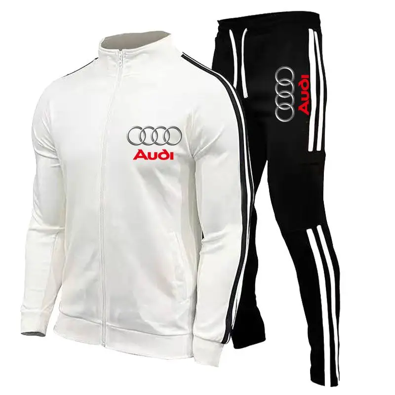 2025 Nuevo traje de ciclismo de la marca Audi, conjunto deportivo y de ocio, traje de carreras estampado para hombre, conjunto de traje deportivo empalmado