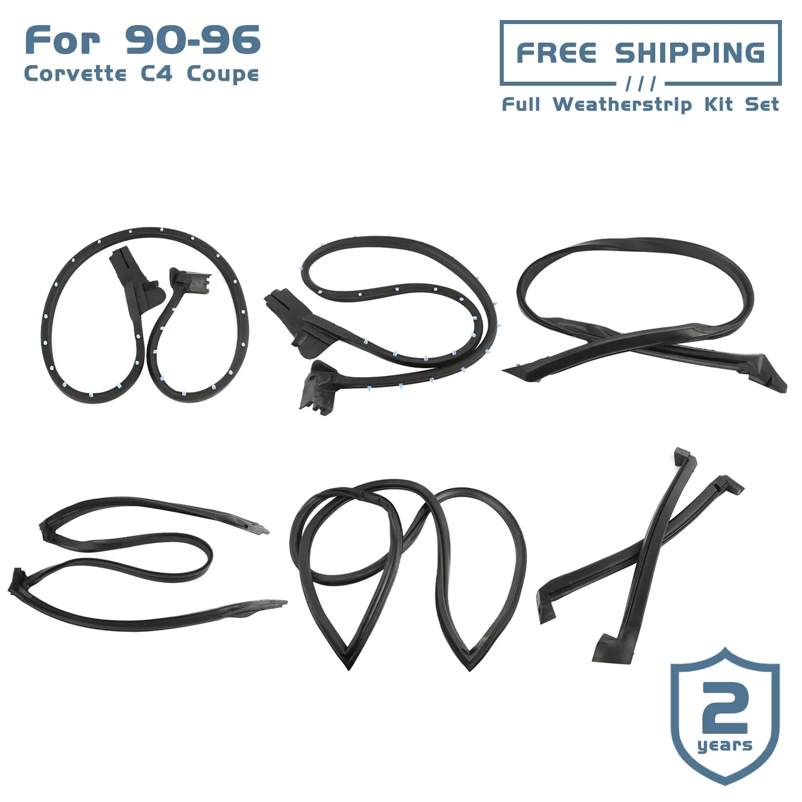 AP02 For 90-96 Corvette C4 Coupe Full Weatherstrip Kit BRAND NEW Set Weather Strip Seal 9096GGW