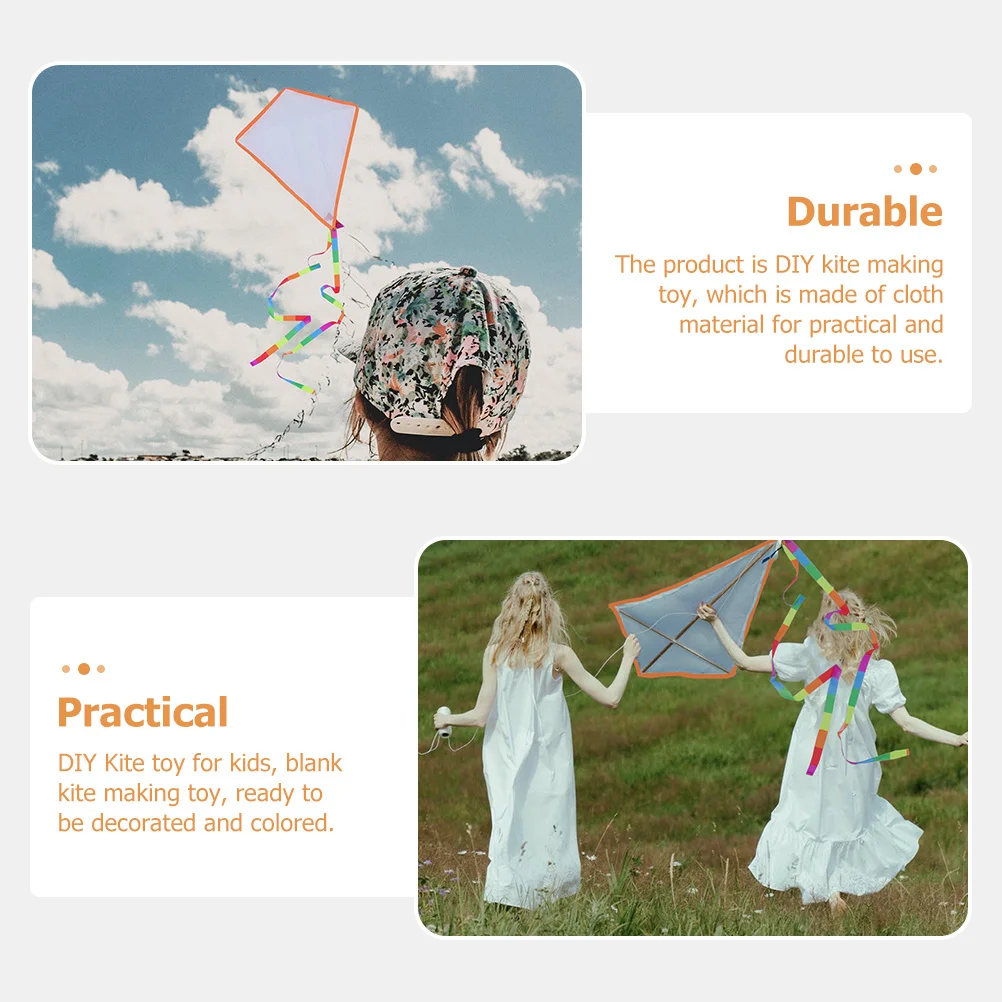 4개 DIY 천 연 무지 연 인터랙티브 드로잉 페인팅 어린이 창의적 야외 비행 액세서리 어린이 연 재미있는 무지 연