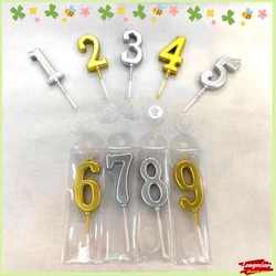 1pcs New Silver Number 0-9 Candles for Birthday Parties Decorated with Silver-plated Candles in PVC Boxes