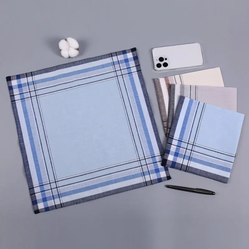 Men's Pure Cotton Stitching Handkerchief Set
