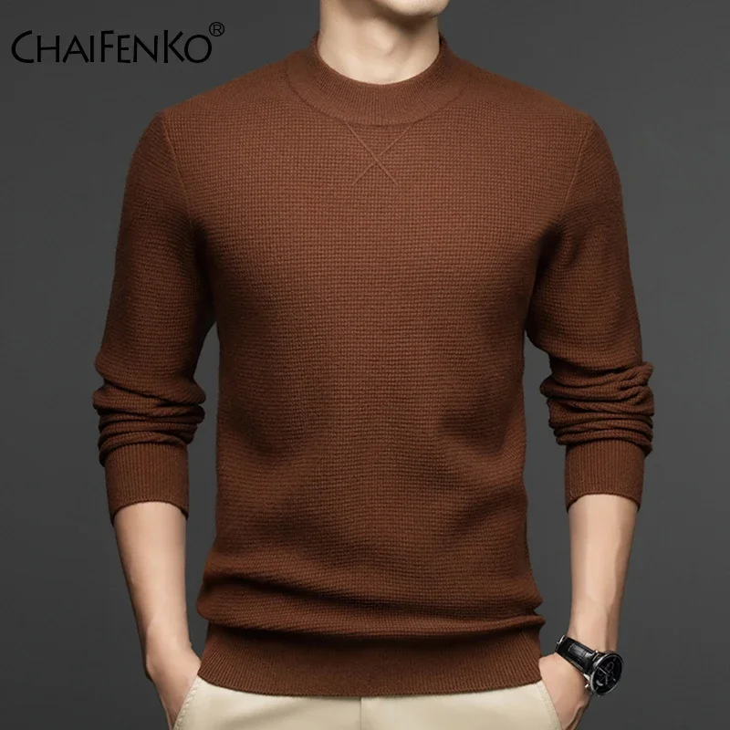 New Wool Half High Collar Sweater Man Thickening Business Affairs Keep Warm Coats Autumn Winter Fashion Simplicity Man Tops