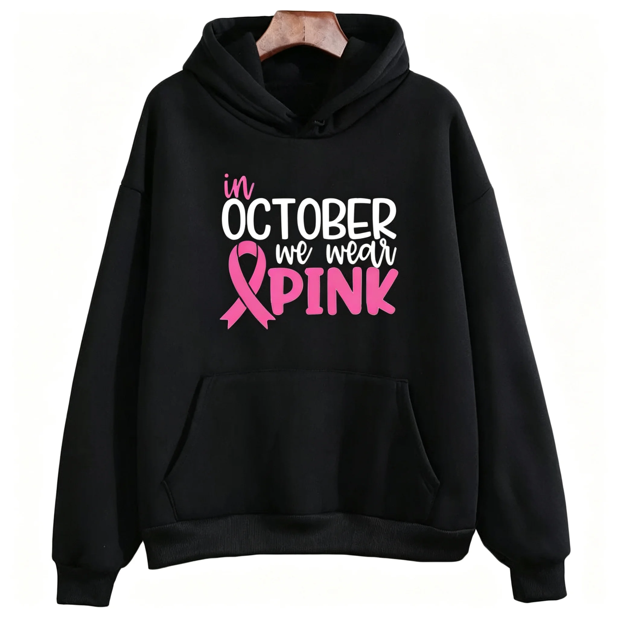 Im Oktober tragen wir das „We Wear Pink“-Sweatshirt, ich bin ein Überlebender, Kleidung, Team, Motivation, langärmliges Shirt zur Sensibilisierung für Krebs, Damen-Shirt. – Detail 11