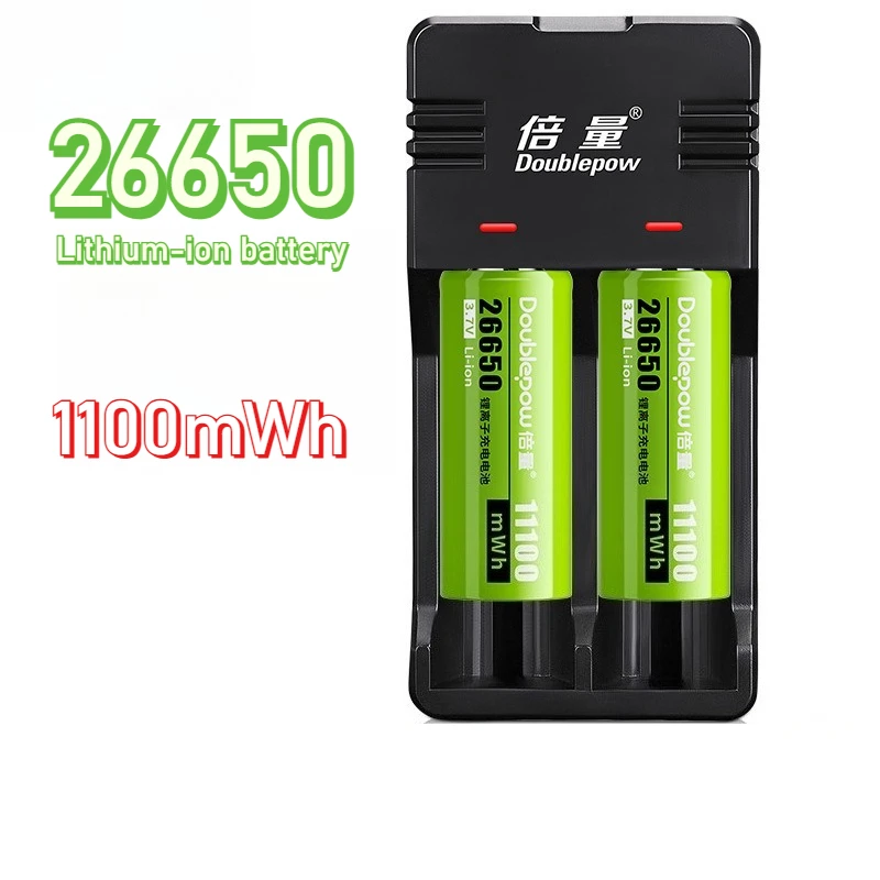 11100mWh Battery 26650 3.7V Lithium Ion Rechargeable Batteries Set for Strong Light Flashlight Solar Street Light Power Tool