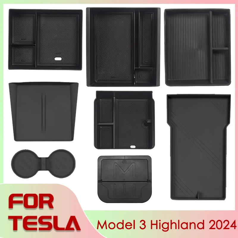 Storage Box for Tesla Model 3 Highland 2024 Accessories Center Console Armrest Storage Box Stowing Tidying Model 3 2024 Highland