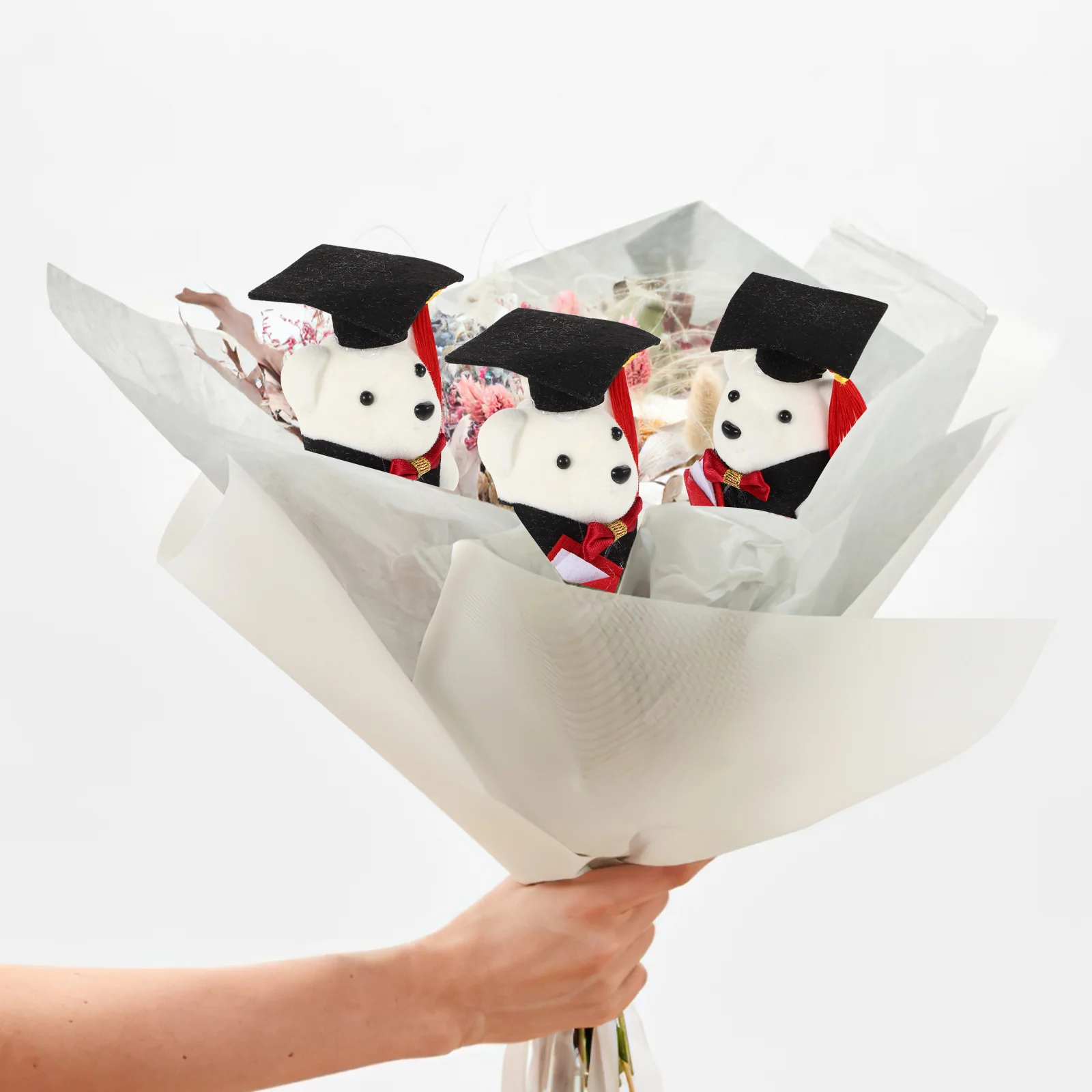 10 ชิ้น Dr Bear น่ารัก Decors ตุ๊กตาสัตว์ขนาดเล็ก Graduate Mini Graduation หมีดอกไม้