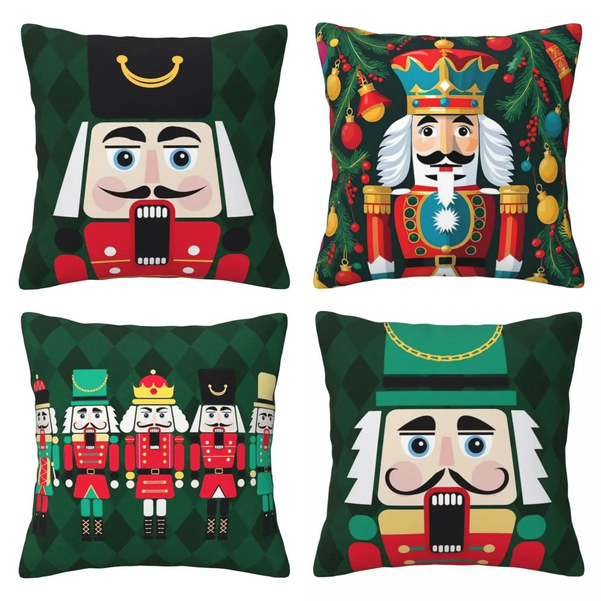 The Nutcracker Christmas Toy Soldier King Pillowcase Printed Polyester Cushion Cover Decor Pillow Case Cover Home Square 45X45cm