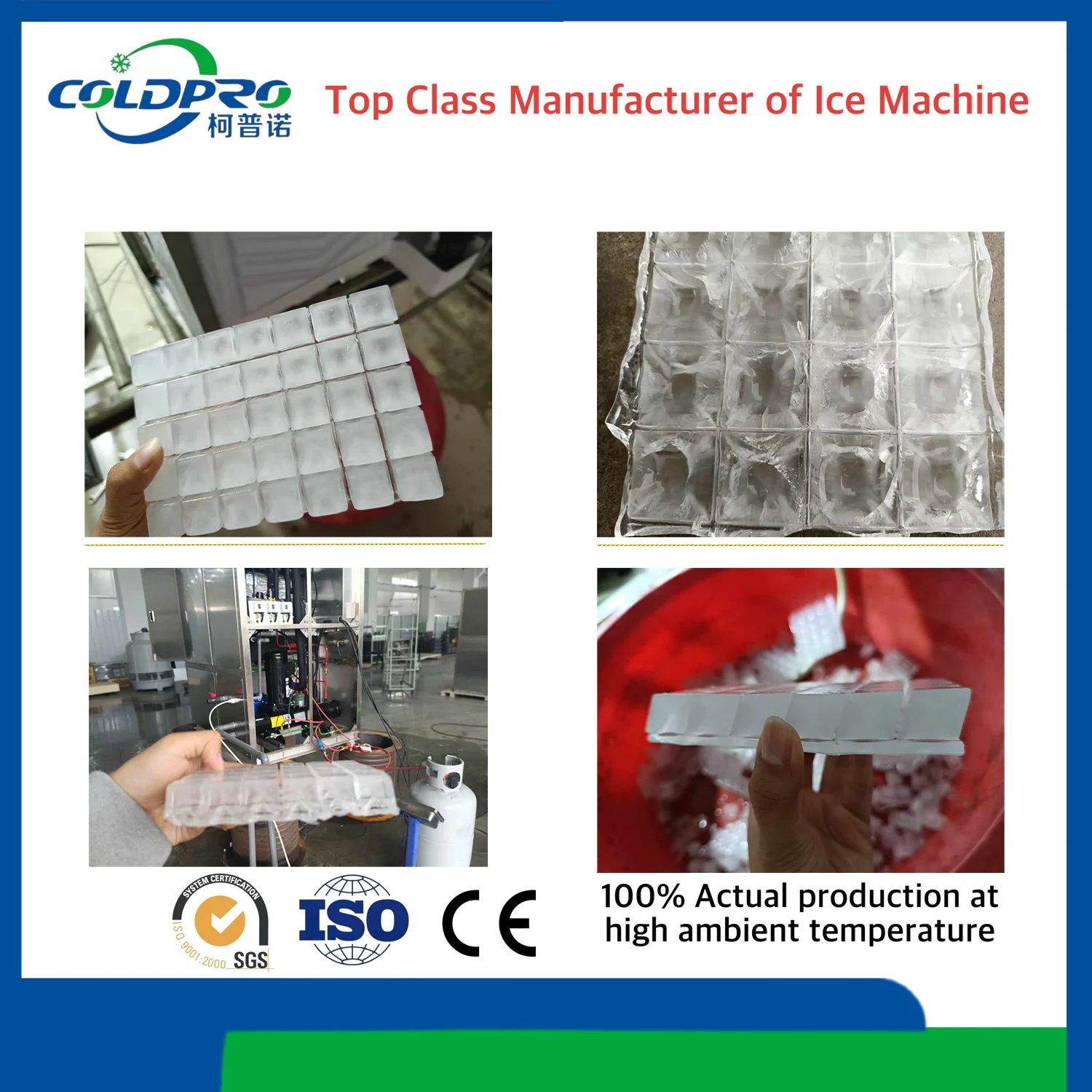 

1Ton/day Industrial Square Ice Maker Machine 380V 3Phase With Complete Branded Components For Beverage & Food Industry