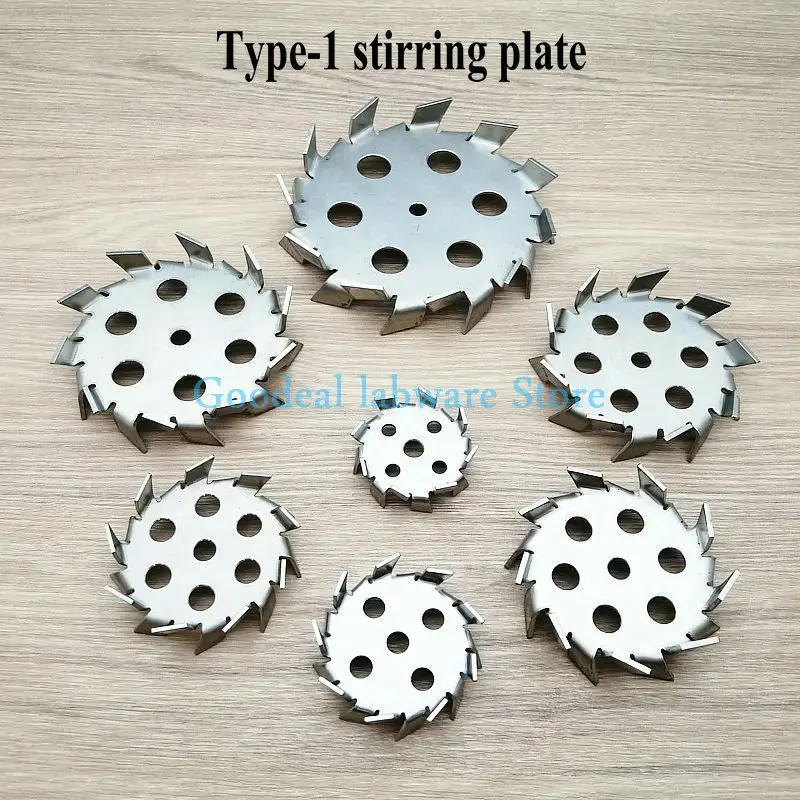 1pcs DIA 50mm to 180mm Stainless Steel Saw Tooth Type Dispersion Stirring Plate with Diversion Hole, Lab Stirrer Rod with Nut