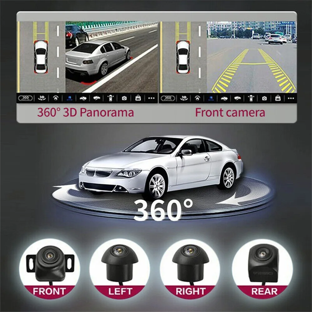 Car 1080P/720 AHD 360Camera Panoramic Surround View for Android Auto Radio Night Vision Right/Left/Front/Rear View Camera System