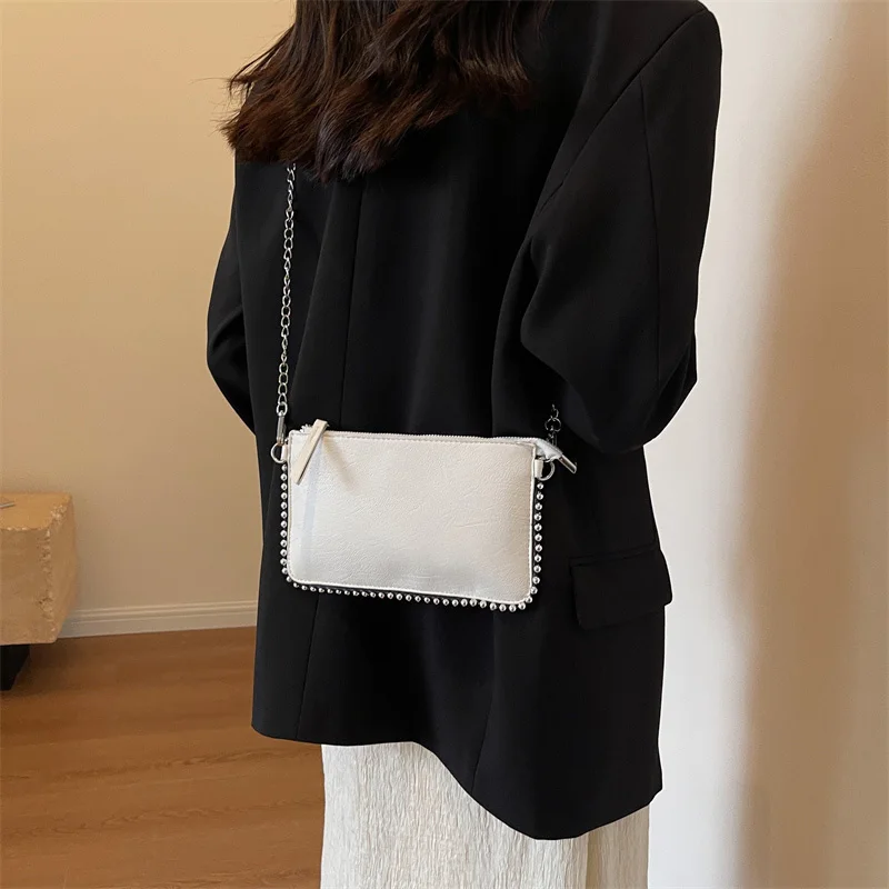 Einfarbige Umhängetaschen für Damen, modische Ketten-Handytaschen, modische Schulter-Messenger-Tasche, Sac A Main für Frauen – Detail 27