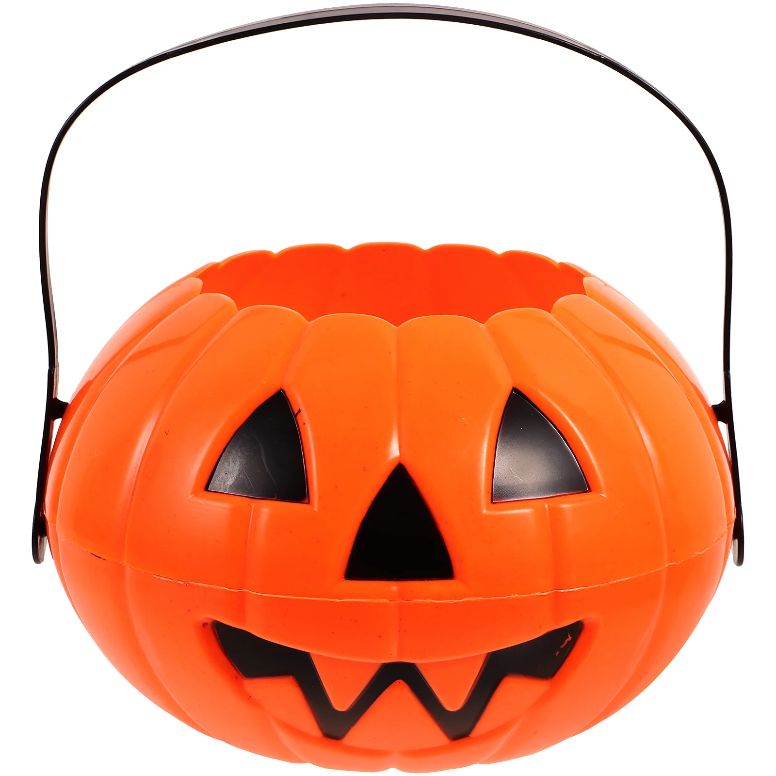 Halloween Pumpkin Bucket Orange Plastic Pail Buckets for Kids Portable Treat Candy