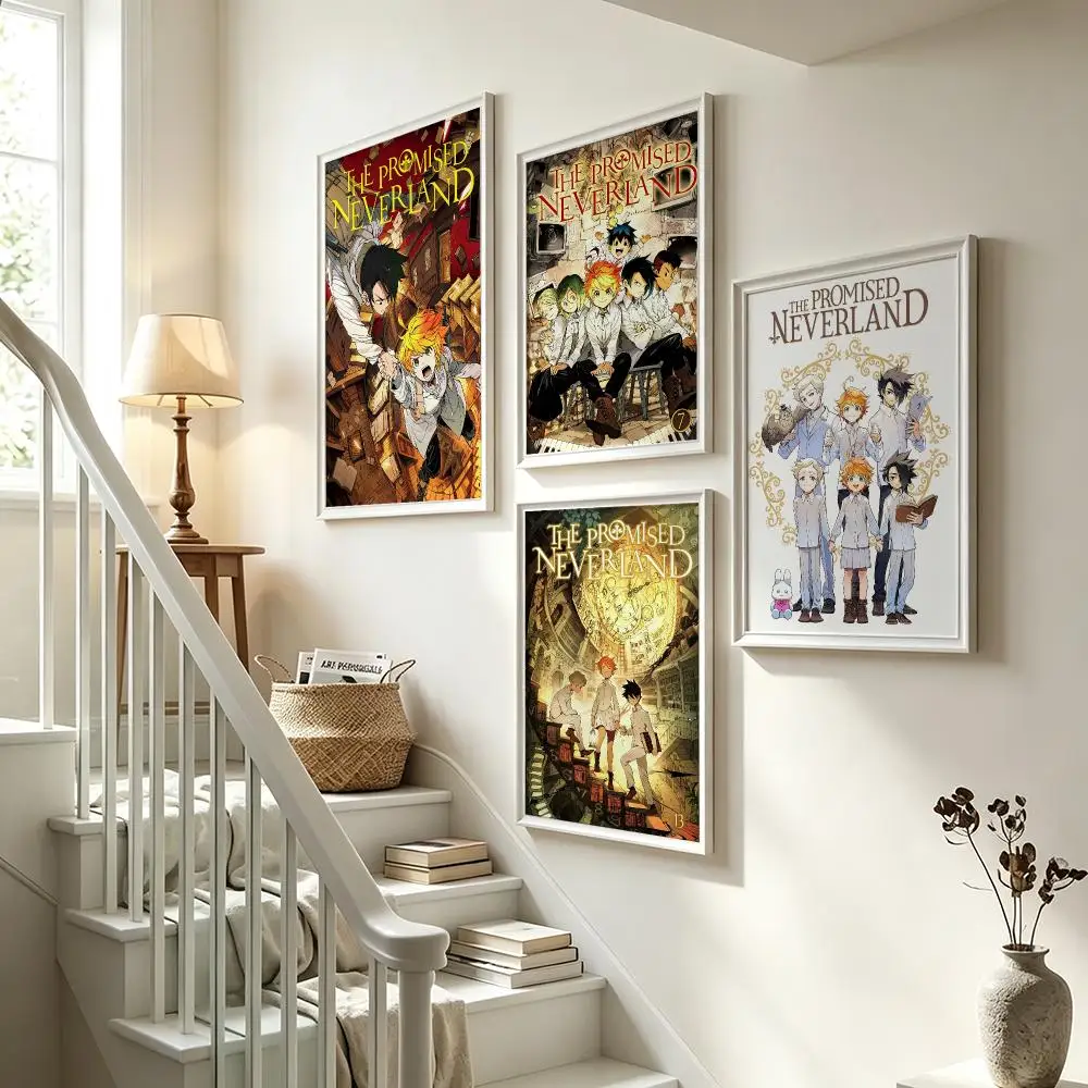 anime The Promised Neverland Poster Poster HD Waterproof Self-adhesive Art Print Wall Decor for Bedroom Living Room Gift