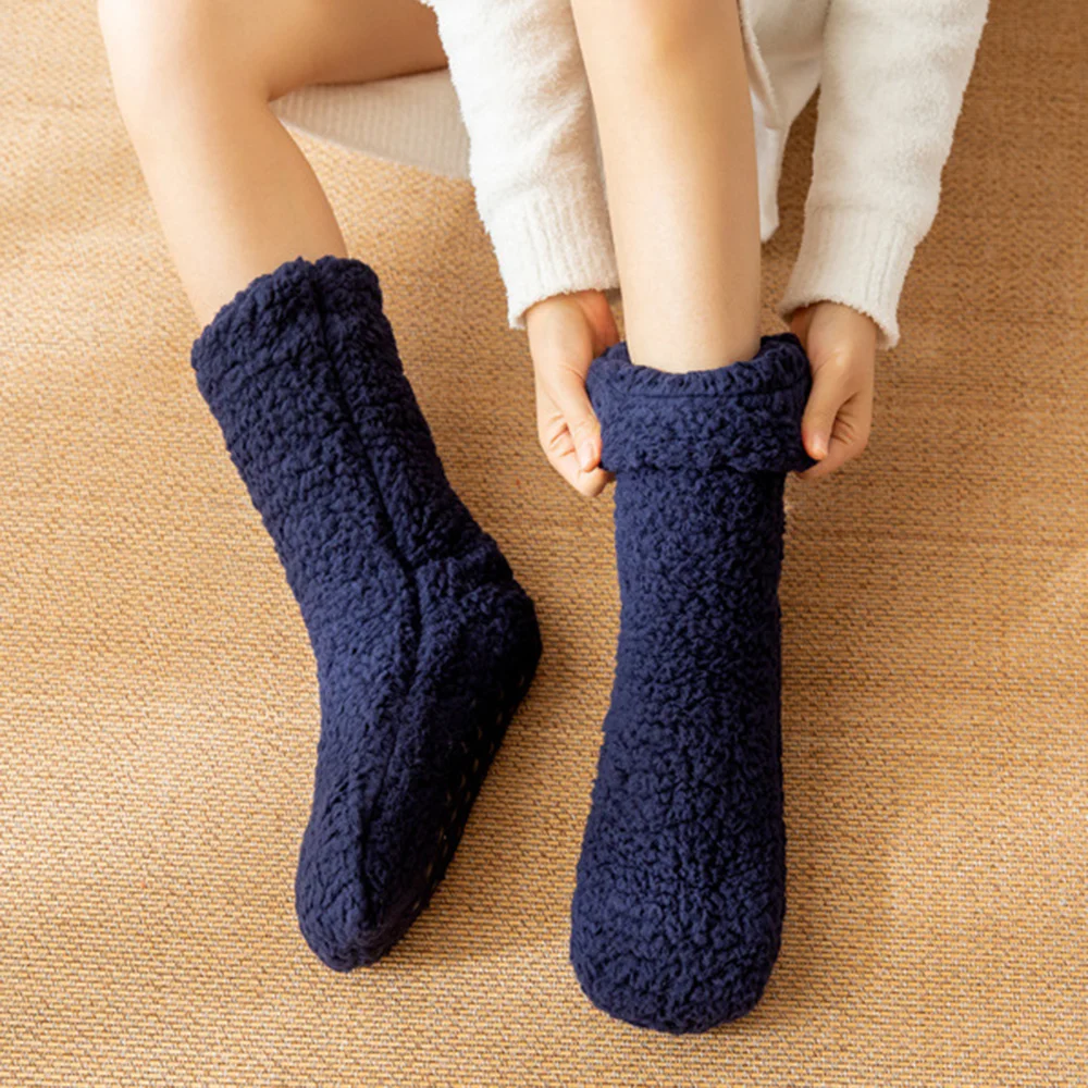 Kawaii Thick Thermal Socks Fluffy Anti Slip Thickened Floor Socks Knitted Fleece Sleeping Slipper Socks Men Women