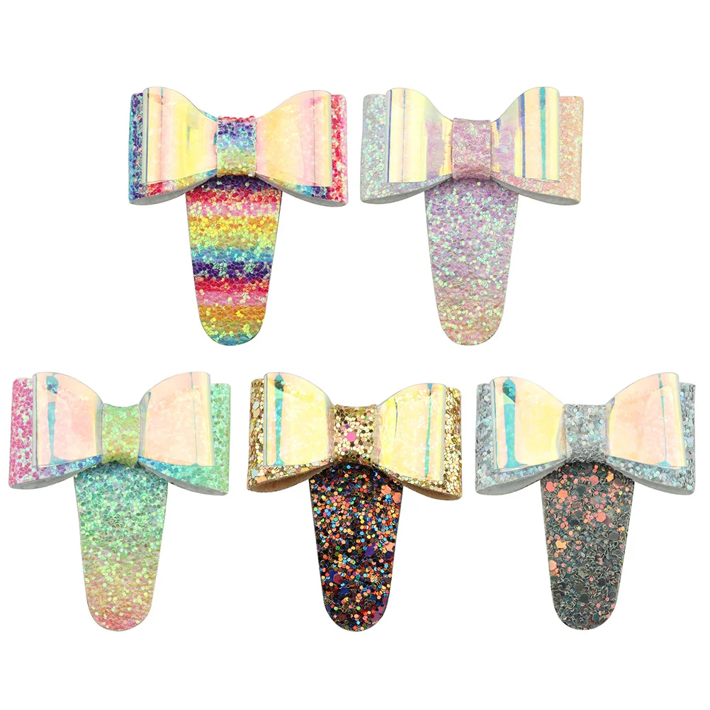 5 Pcs Bow Hair Accessories Glitter Bows for Barrettes Pin Onion Powder Toddler Clips Pvc Decors Child Bangs