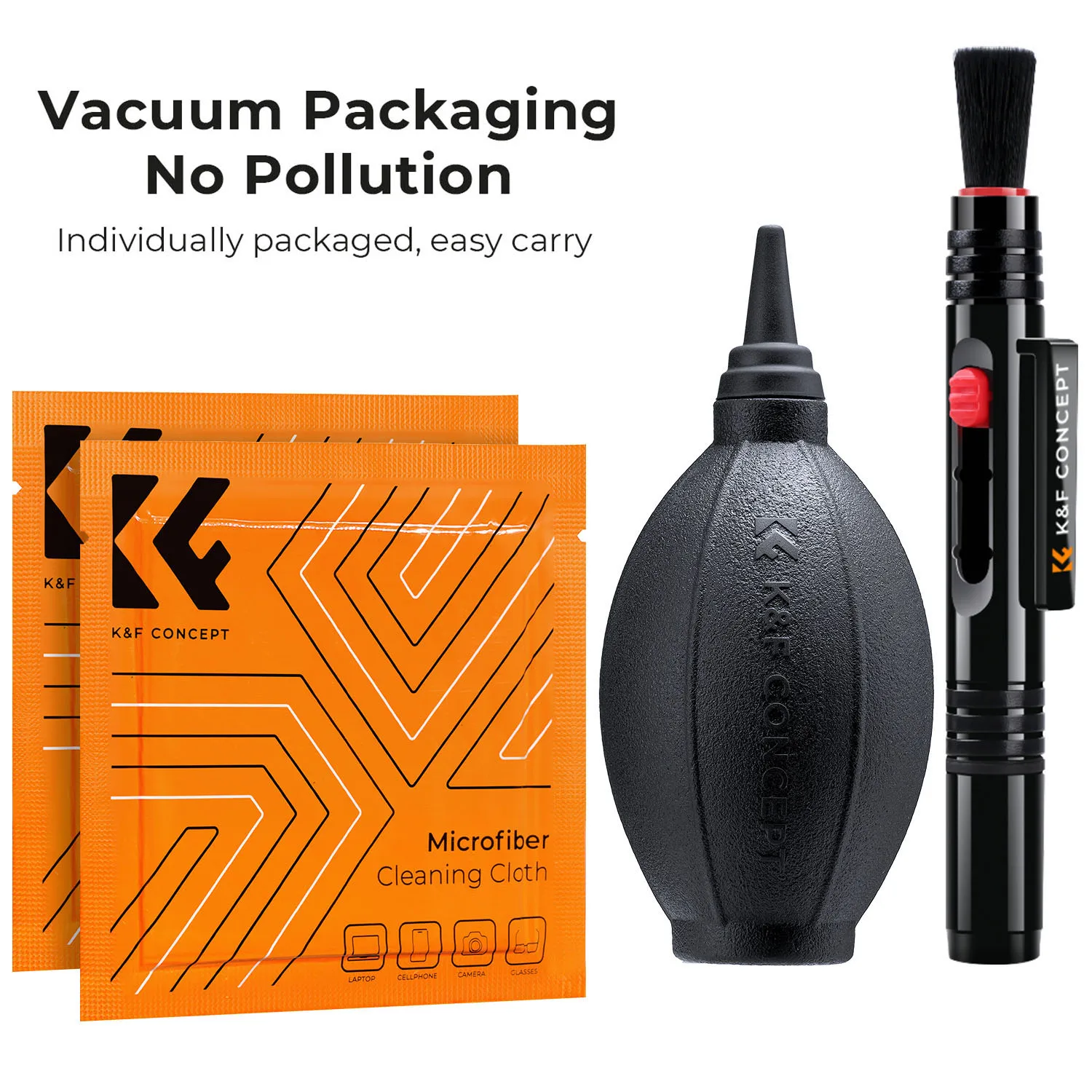 

K&F Concept 3in1 DSLR Camera Cleaning Kit (Lens Dust Blower Cleaner + Cleaning Pen + Macrofiber Cleaning Cloth Strong Airflow