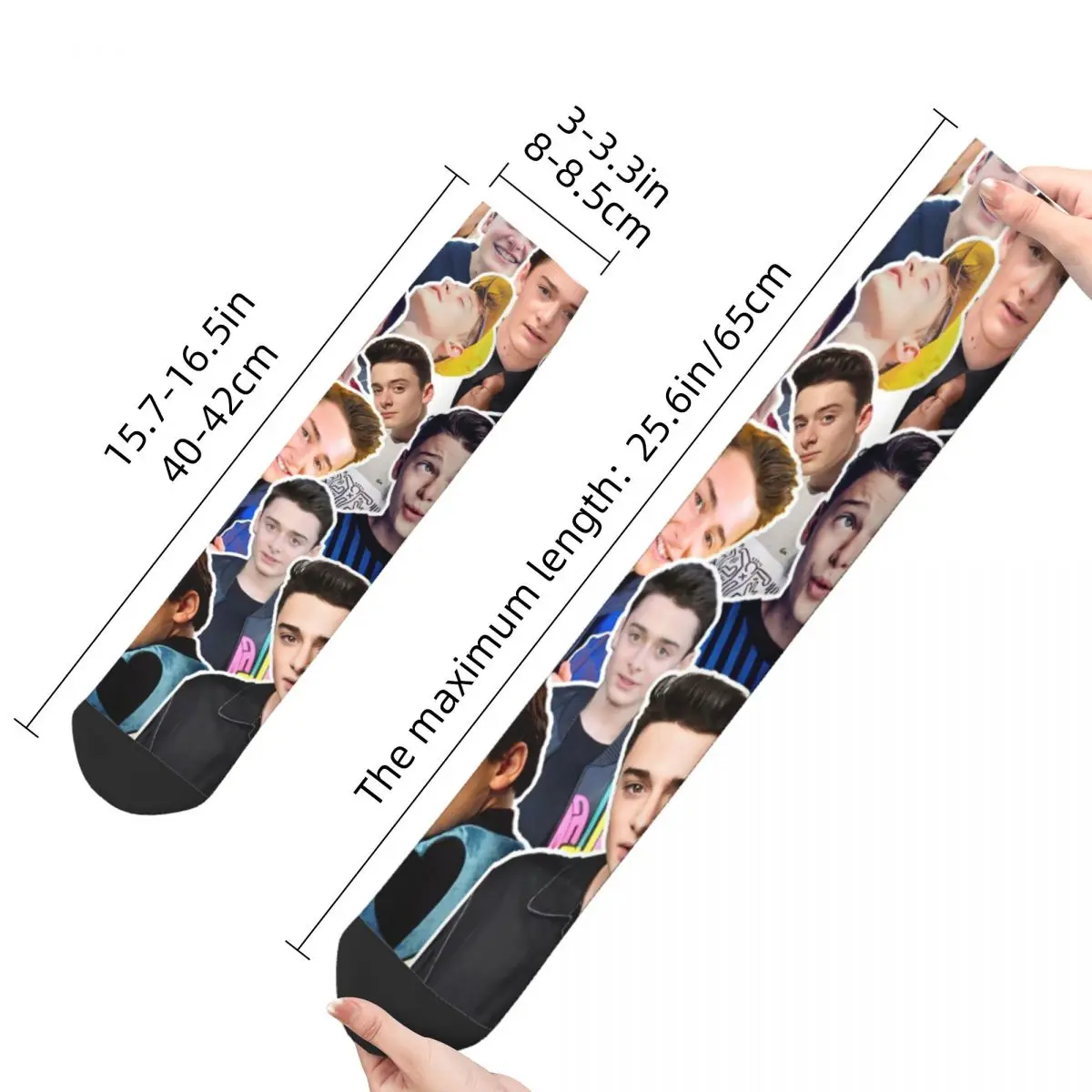 Happy Funny Men\'s Socks Casual Noah Schnapp Collage Sock Movie Actor High Quality Women Stockings Spring Summer Autumn Winter