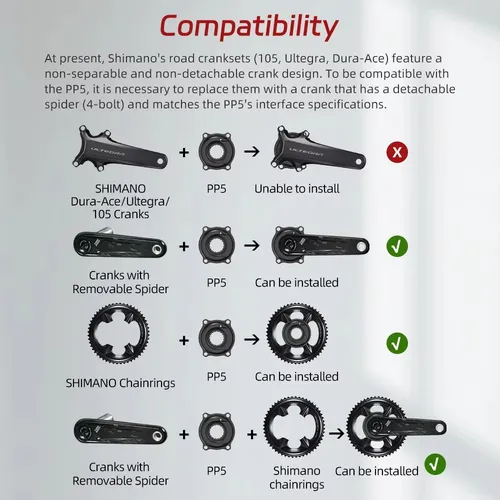 Imagen 2 del producto Juego de Medidor de Potencia ThinkRider PP5, 4 Pernos, 110BCD, 24mm, Cadencia, Pedal, Eje de Acero, Plato de Pedalier para Shimano