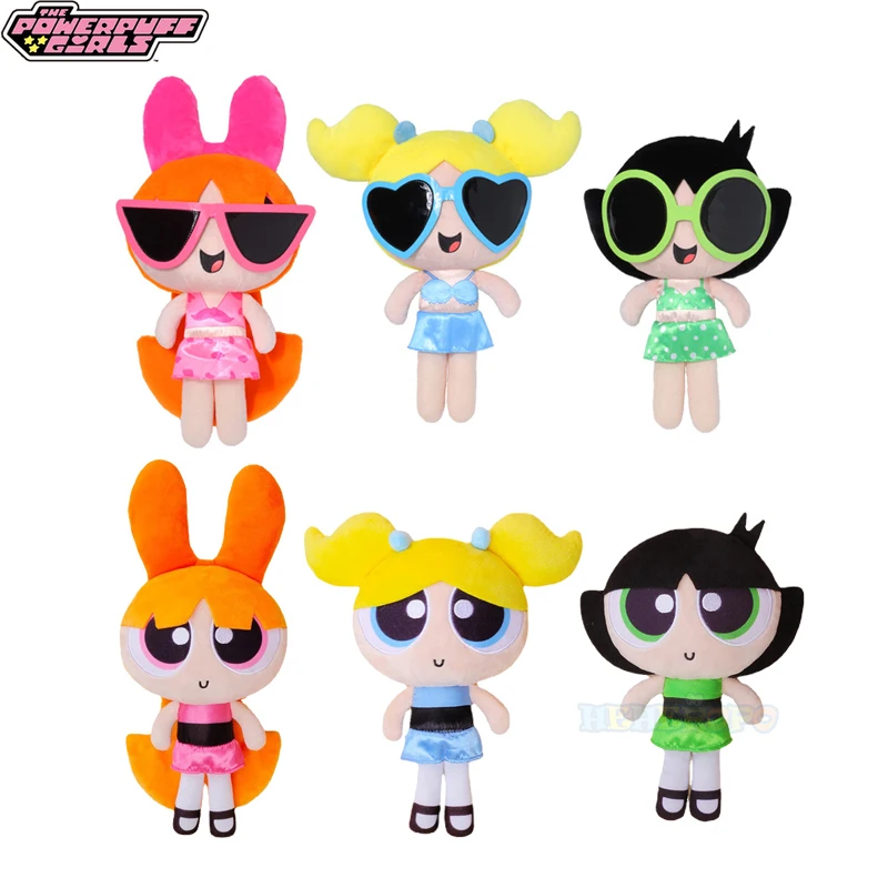 Classic and Beach The Powerpuff Girls Plush Toys – Cute and Fluffy 23cm/35cm Buttercup Bubbles Blossom Cartoon Stuffed Dolls