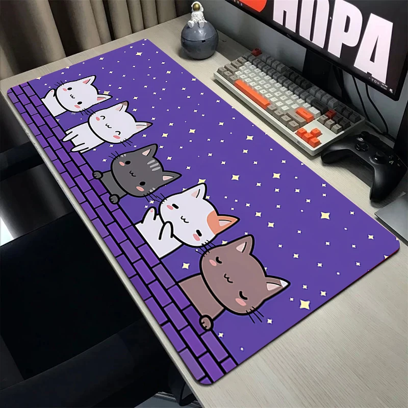 

Игровой коврик для мыши Kawaii Cat, большой компьютерный коврик для мыши 90x40 см, милый игровой коврик для мыши XXL, резиновые настольные коврики, Настольный коврик, коврик для ноутбука