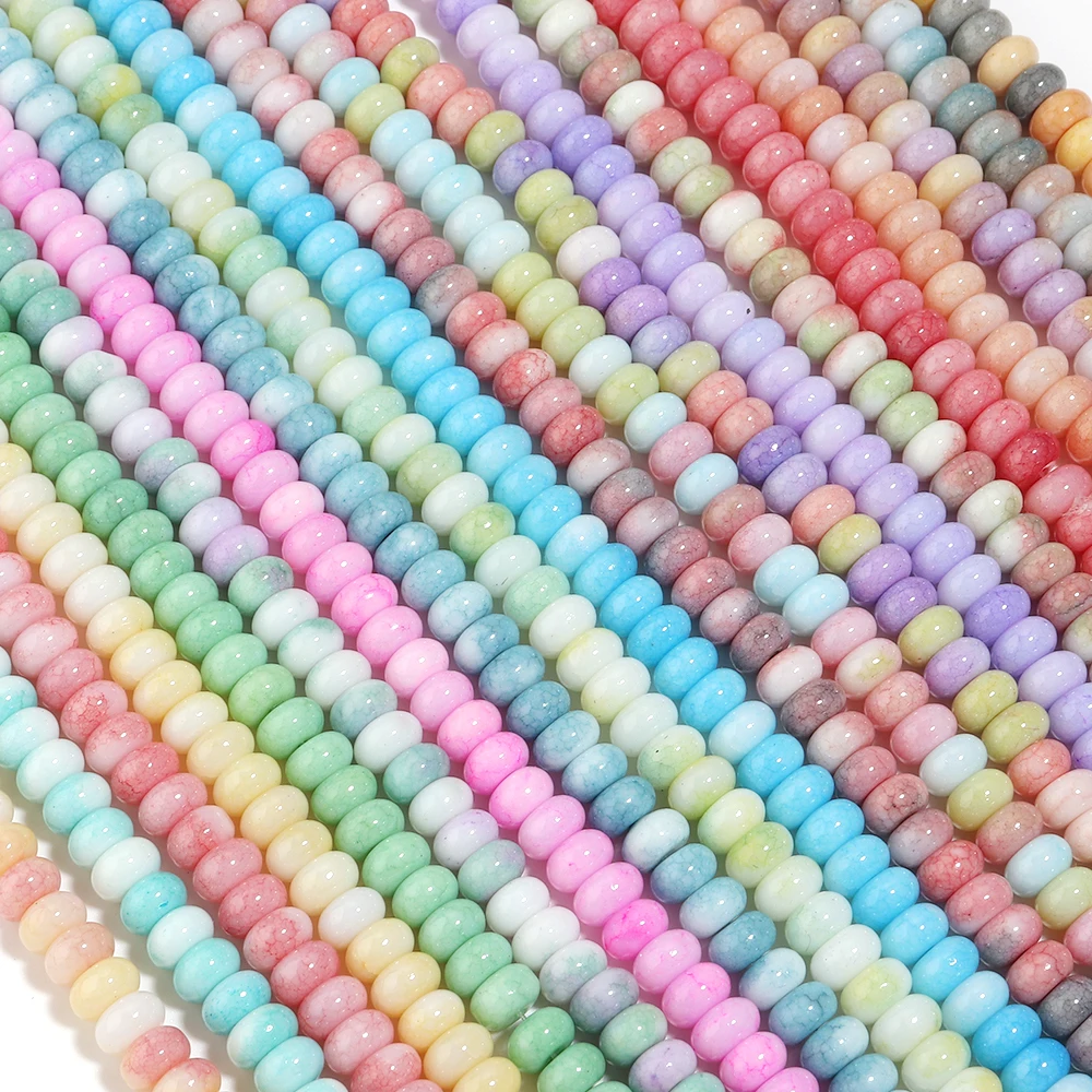 75 Stück 5x8mm Bunte Rissglasperlen Abakusperlen Lose Abstandsperlen für Schmuckherstellung DIY Armband Halsketten Zubehör – Detail 5