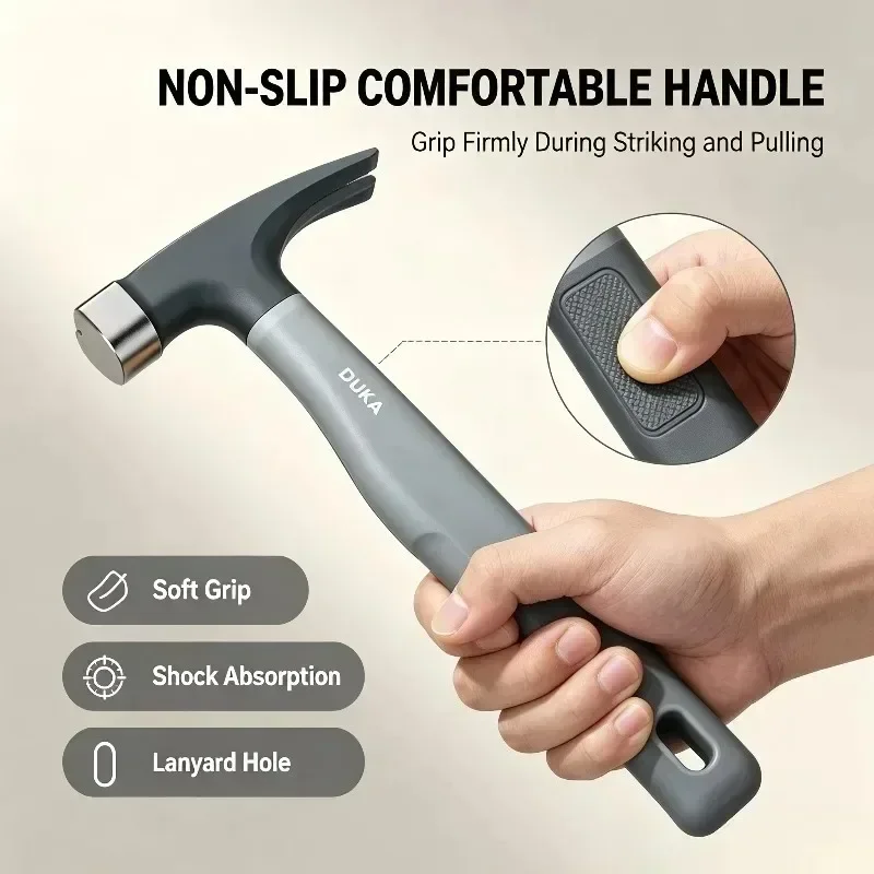 DUKA Sheep Horn Hammer Multi-functional Household Heavy-Duty High Carbon Steel Small Nail Hammer Woodworkin Iron Hammer