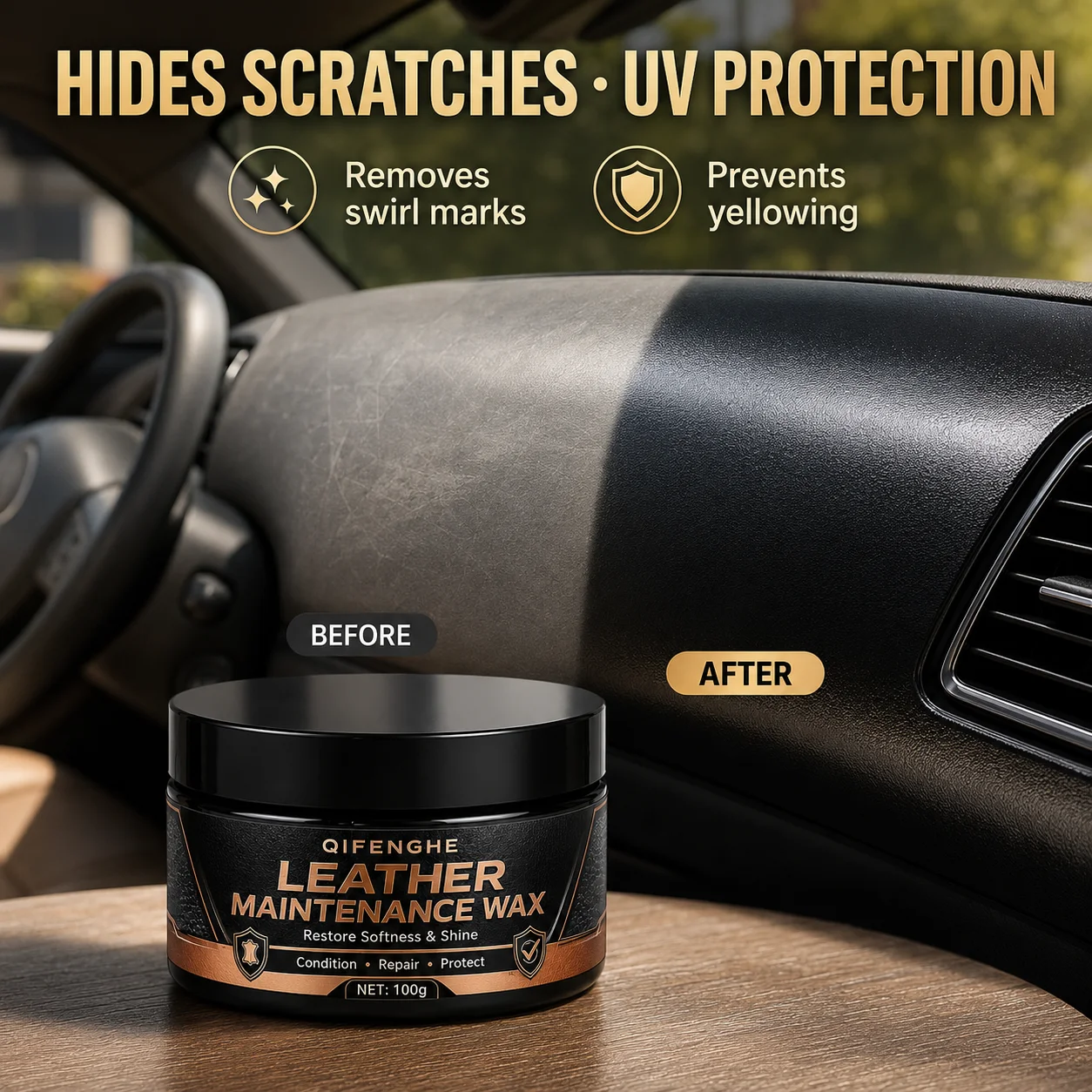 QIFENGHE Leather Restoring Wax Soften Dull Leather Long Lasting Gloss Protective Conditioning Balm