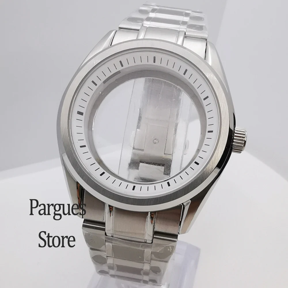 40mm Black blue white orange inner ring Sapphire Glass Stainless Steel Watch Case Strap fit NH35 NH36 NH34 movement