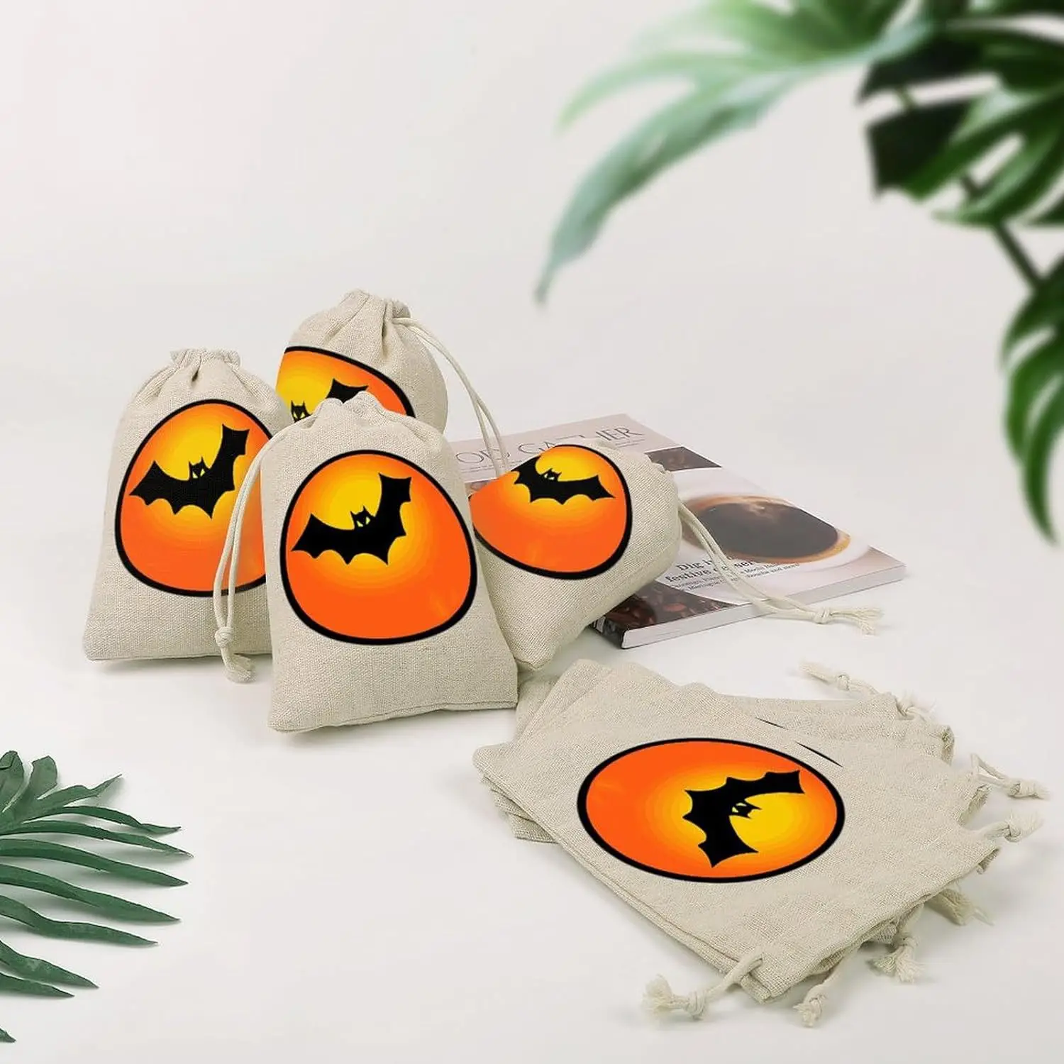 

Halloween cotton and linen drawstring 13 * 18CM candy storage party decoration ornaments do not give candy party gift bag