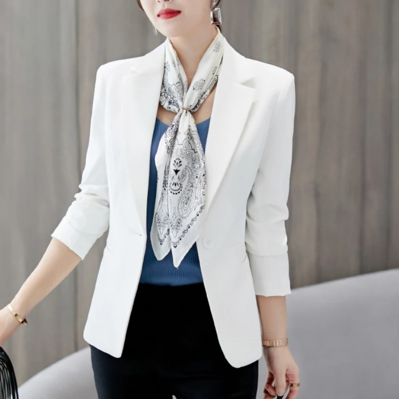 

Новинка: Женский элегантный приталенный блейзер для офиса, однобортный, однотонный, деловой пиджак