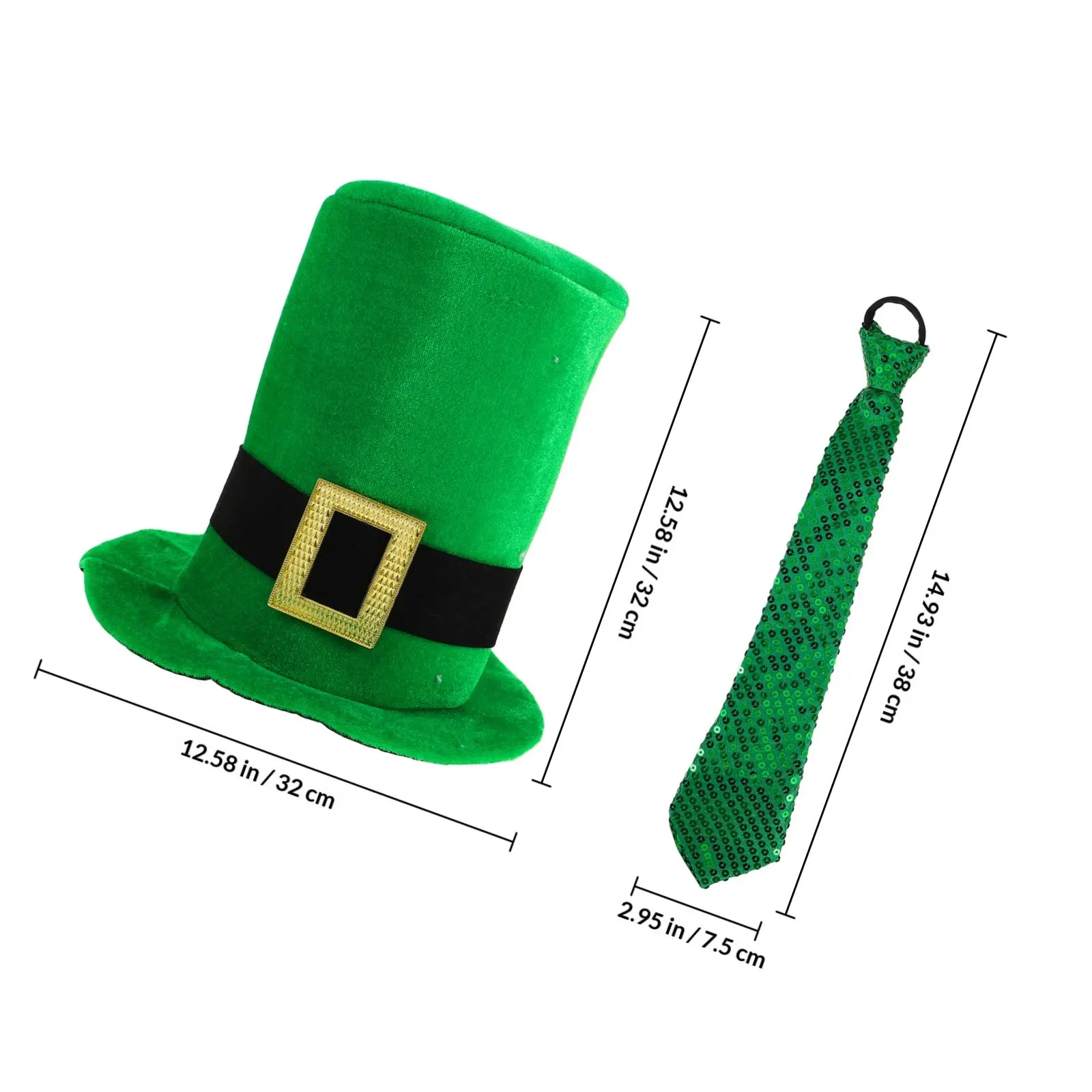 1Set St Patrick Day Costume Accessories Green Shamrock Hat Tie Bracelet Party Supplies Festive Costume Kit Party Props