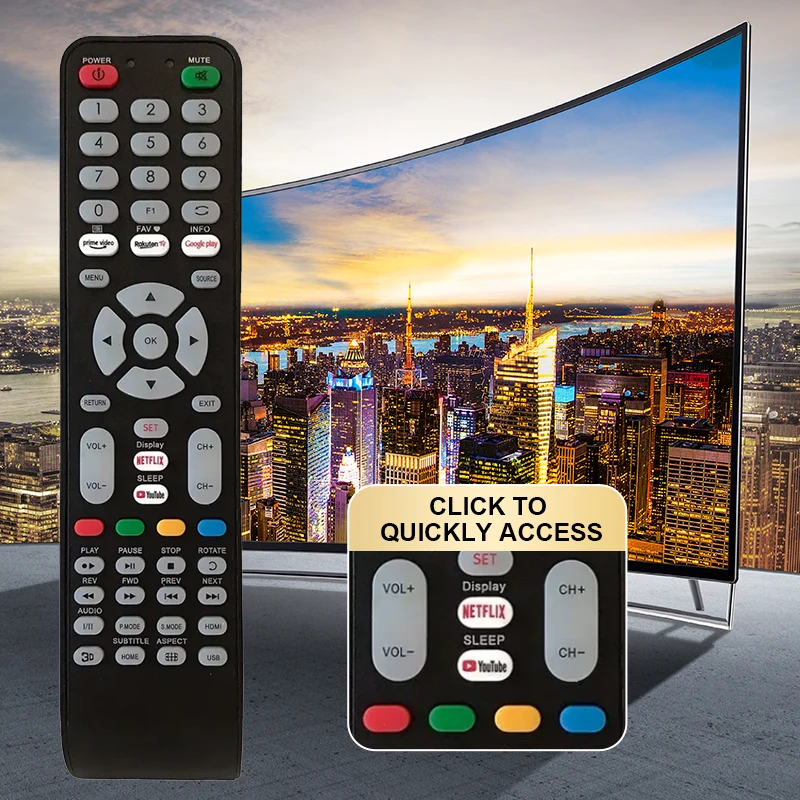 CRC1210V Universal Remote Replacement Control For many brands TV with Netflix and Youtube shortcuts