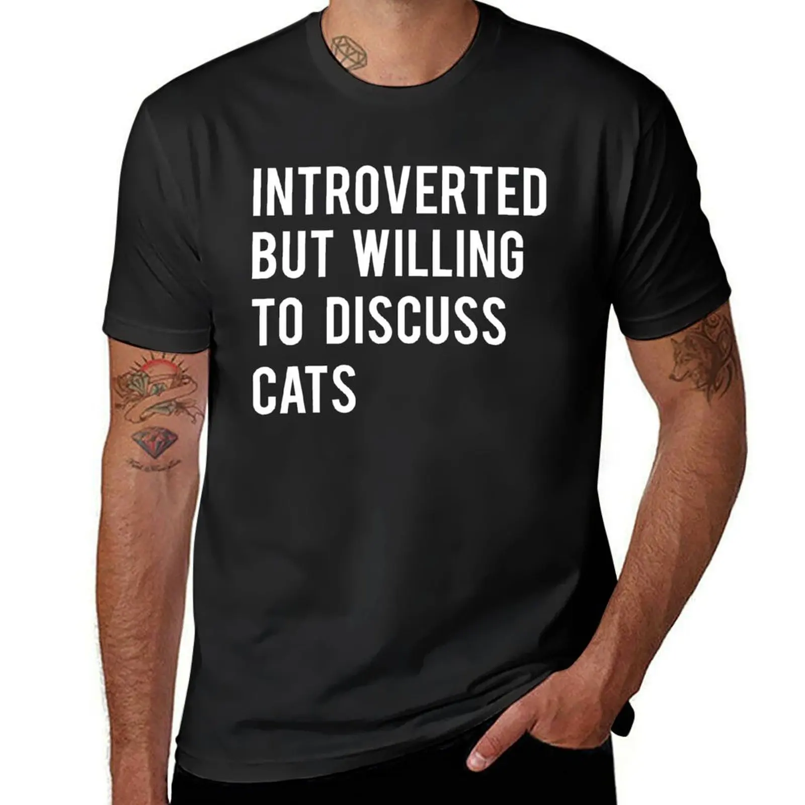 Introverted But Willing To Discuss Cats T-Shirt customizeds boys animal print oversized mens graphic t-shirts hip hop