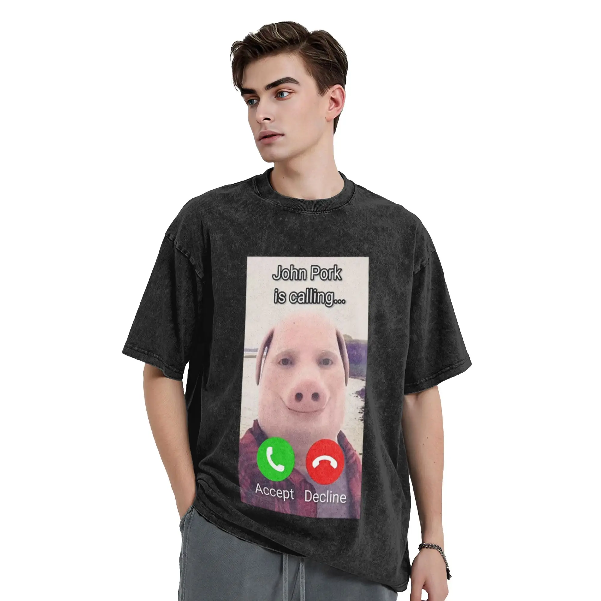 John Pork Is Calling Classic Chic A T-Shirt Oversized Short Sleeve Men's Women's Cotton Tees Tops