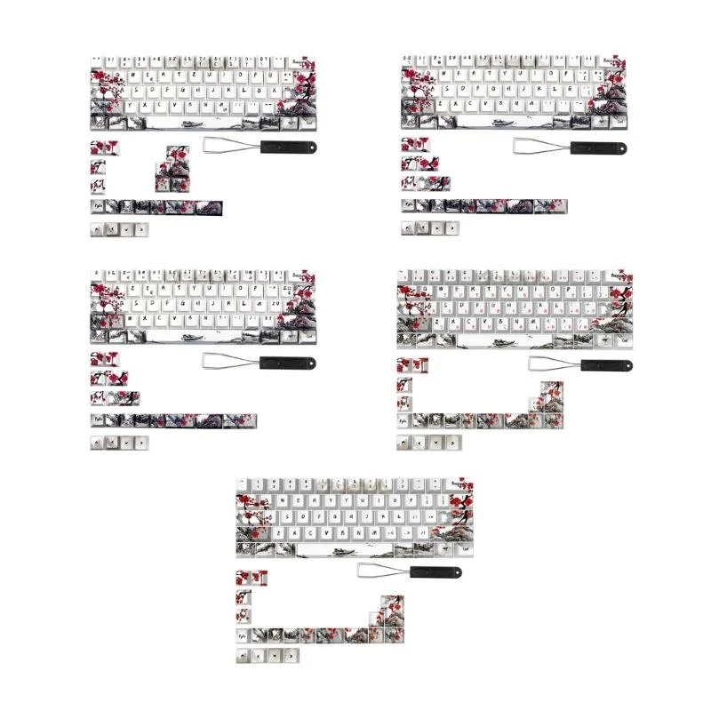 F68C CherryProfile Plum Blossom KeyCaps para 80 teclas Qwertz Azerty 61 64 67 68 Keuter
