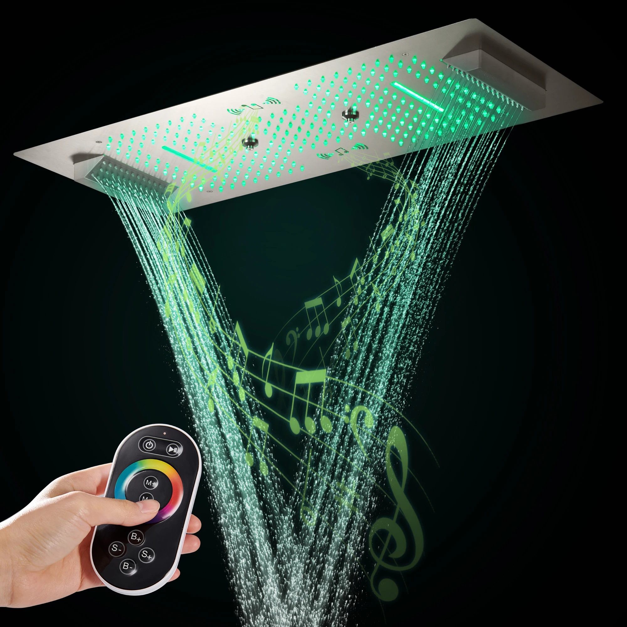 400*900mm Hot Selling Bathroom Ceiling LED Thermostatic Shower Faucet Set With Rainwater Waterfall Multifunctional Shower Head