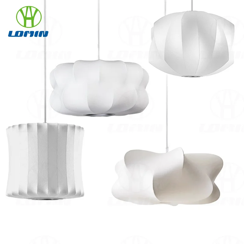 

Lomin Imitation Silk Cloth Pendant Light Spiral White Chandelier Lighting for Living Room Dining Room Bedroom Bar Tea Roo