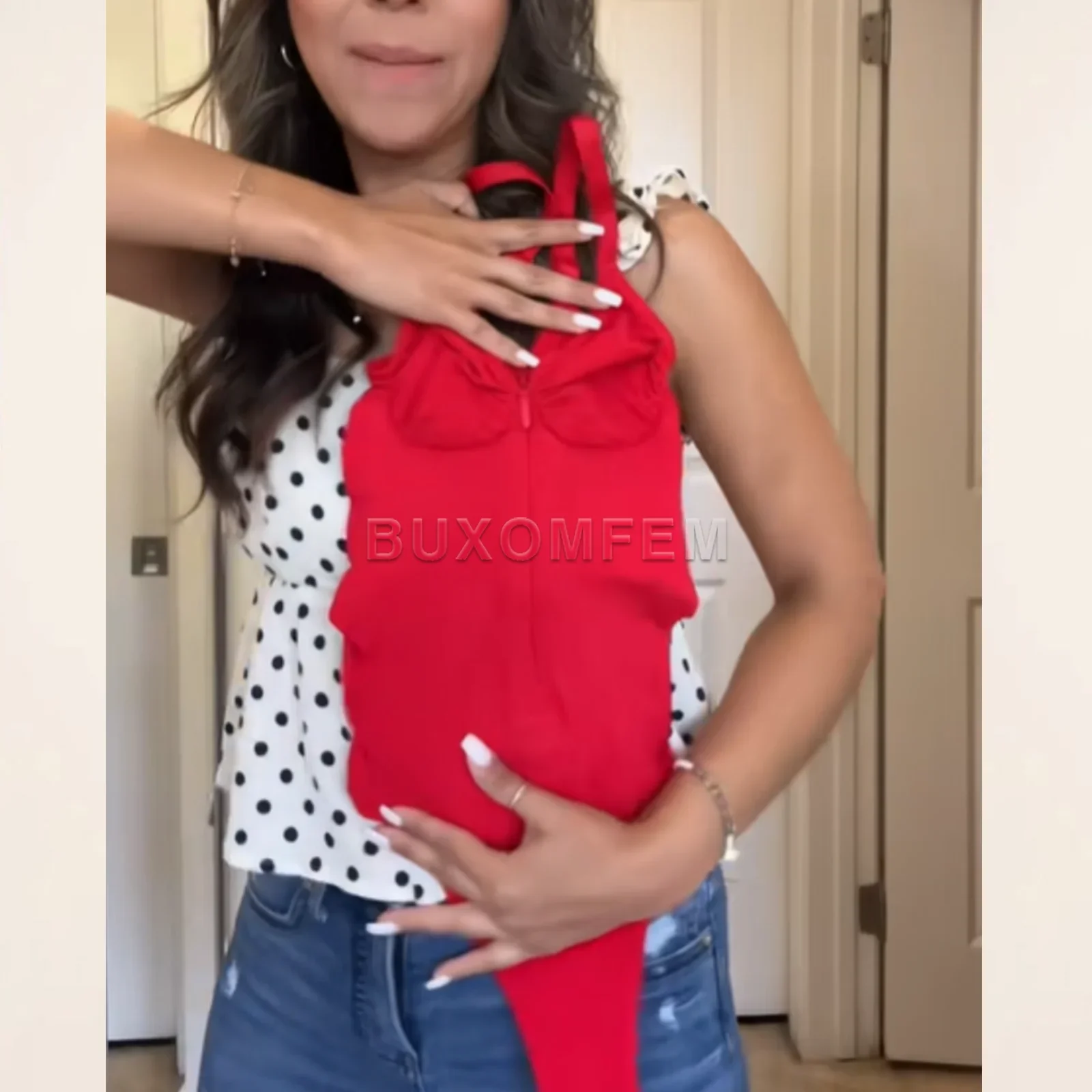Damen ärmelloser, figurbetonter Jumpsuit: Dehnbar, atmungsaktiv, farbenfroh, bauchkontrollierend, für den Strand, Triangel-Shapewear – Detail 10