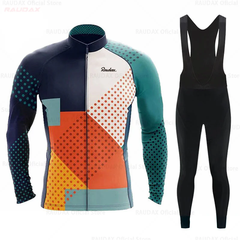 Neue Raudax Atmungsaktive Langarm Radfahren Jersey Set Mountainbike Kleidung Herbst Fahrrad Trikots Kleidung Maillot Ropa Ciclismo