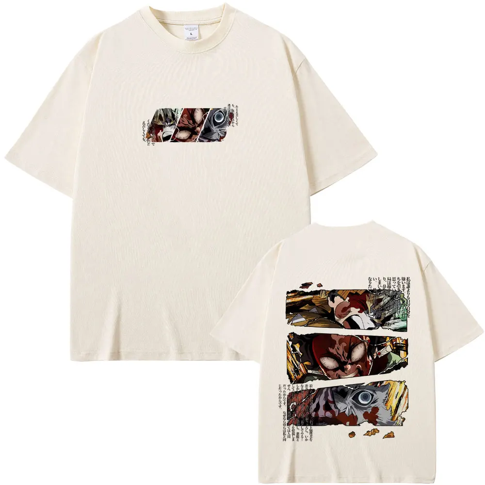 

Anime Demon Slayer Agatsuma Zenitsu Kamado Tanjirou Hashibira Inosuke T Shirts Men Women Casual Vintage Soft Cotton T-shirt Tops