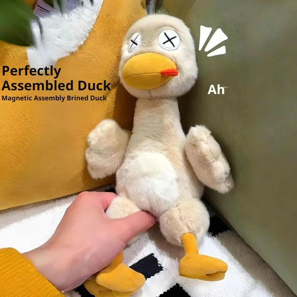 Funny Magnetic Detachable Salted Duck Plush Toy Knife Stuffed Doll Abstract Prank Gift for Friends Home Decor Birthday Gift