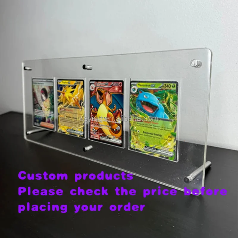 custom.KEYI Custom 3/4/10 Slots Wall Mounted Acrylic Game Card Display Frame Counter Top  Tcg Trading Card Display Sta